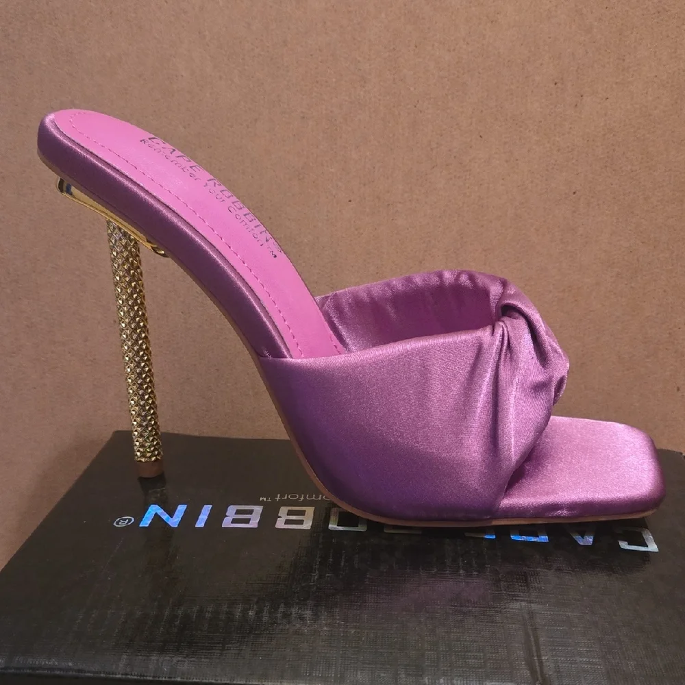 Cape Robbin Satin Heels with Gold Stiletto - Picture 1 of 7